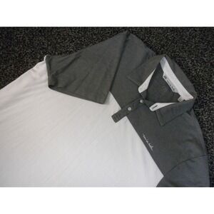 Travis Mathew Polo Shirt XXL Gray White Colorblock Pima Blend‎ Golf Short Sleeve